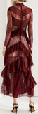Lace Ruffle-Tiered Gown