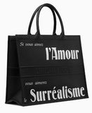 Book Tote Bag in Printed Calfskin, Black