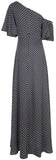 Polka Dot Printed Asymmetrical-Sleeve Maxi Dress