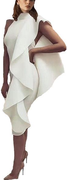 Ruffled Halter Dress, White or Black