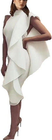 Ruffled Halter Dress, White or Black