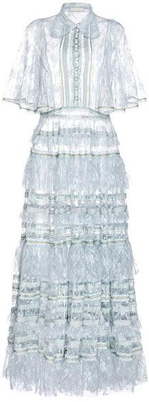 Powder Blue Lace Tiered Maxi Dress