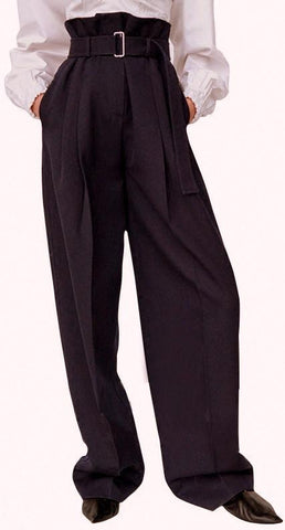 Belted High-Waist Pants in Black - DESIGNER INSPIRED FASHIONS