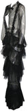 Long Black Sheer Tiered Light Lace Dress - DESIGNER INSPIRED FASHIONS