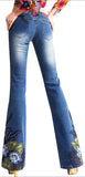 Embellished Faded Flared Jeans - DESIGNER INSPIRED FASHIONS