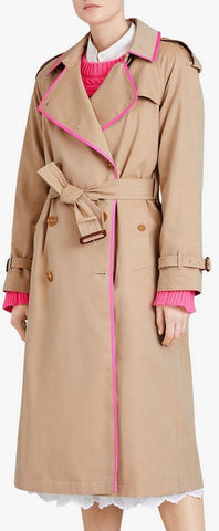 Tape Detail Cotton Gabardine Trench Coat