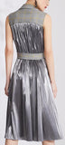 Double-Breasted Plaid Pleated-Back Vest-Dress