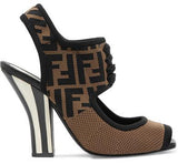 Logo-Jacquard Stretch-Mesh Sandals, Black and Brown