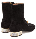 Horsebit GG Crystal-Embellished Velvet Ankle Boots