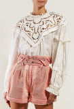 'Geoffrey' Linen Peasant Top, White | DESIGNER INSPIRED FASHIONS