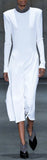 Ribbed Jersey Crystal Dress, White