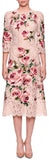 3/4-Sleeve Rose Embroidery Lace Cocktail Dress