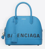 Ville S Leather Tote, Bleu/Turquoise