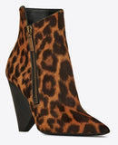 Niki Wedge Bootie in Leopard Printed Pony Effect Leather