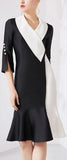 Crystal-Trimmed Two-Tone Cocktail Dress | DESIGNER INSPIRED FASHIONS