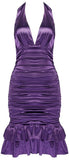Gathered Halter Mini Dress, Purple