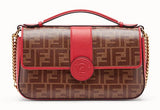 Double F Leather Handbag, Red