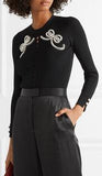 Faux-Pearl Embellished Ribbed-Knit Sweater