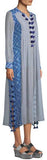V-Neck Long-Sleeve Printed Georgette Midi Kaftan with Tassel Trim