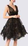 Black Embroidered Tulle Fit & Flare Dress