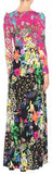 Color-Contrast V-Neck Floral Printed Maxi Dress
