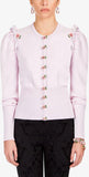 Rose-Button-Embellished Cardigan Sweater