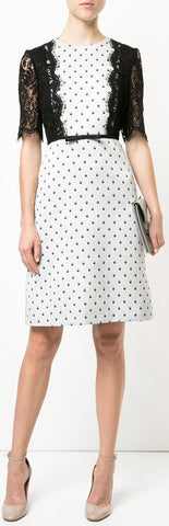 Spotted Lace Dress, White