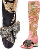 Dragon Satin Mid-Heel Knee Boot, Pink