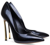 Leather Blade Pumps in Neon Yellow or Black - DESIGNER INSPIRED FASHIONS