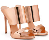 Metallic Stiletto Mule Slide - Silver, Rose Gold, Gold, Python Effect Gold