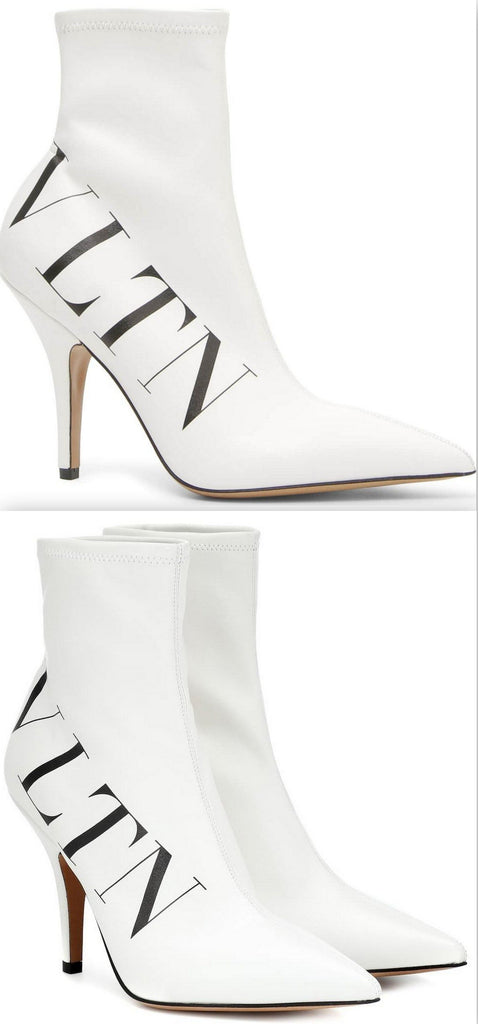 VLTN Logo Sock Booties, White
