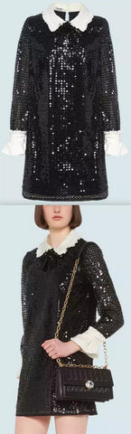 Sequined Pique Dress