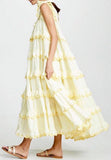 Tiered Cotton Midi Dress, Yellow | DESIGNER INSPIRED FASHIONS