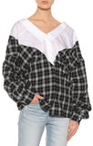 Paneled Checked Cotton Poplin Shirt