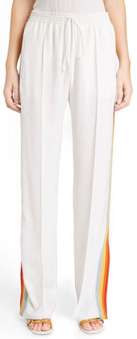 Rainbow Stripe Track Pants in White - DESIGNER INSPIRED FASHIONS