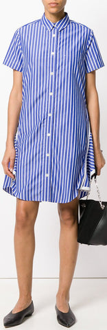 Striped Zipped Peplum Shirt Dress