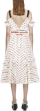 Cold-Shoulder Satin Polka Dot Dress