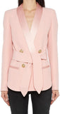 Double Breasted Satin Lapel Blazer - Pink, Black or White