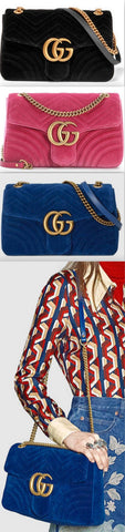 GG Marmont Medium Velvet Crossbody Bag - Black, Pink or Blue