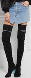 Sock Jersey Over-the-Knee Boots in Black - DESIGNER INSPIRED FASHIONS