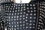 Black Heavily-Studded Faux-Leather Motorcycle Jacket - DESIGNER INSPIRED FASHIONS