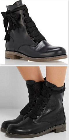 'Harper' Lace-up Leather Ankle Boots - DESIGNER INSPIRED FASHIONS