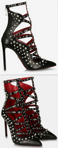 Star Strappy Studded Pumps in Black - DESIGNER INSPIRED FASHIONS