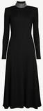 Ribbed Jersey Crystal Dress, Black