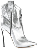 Cowboy Metallic Leather Stiletto Ankle Boots - Gold or Silver