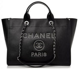 Caviar Medium Studded Deauville Tote Black
