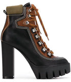 Chunky Heel Hiking Ankle Boots - Light Brown or Black