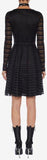 Scoop Neck Sheer Knit Mini Dress, Black