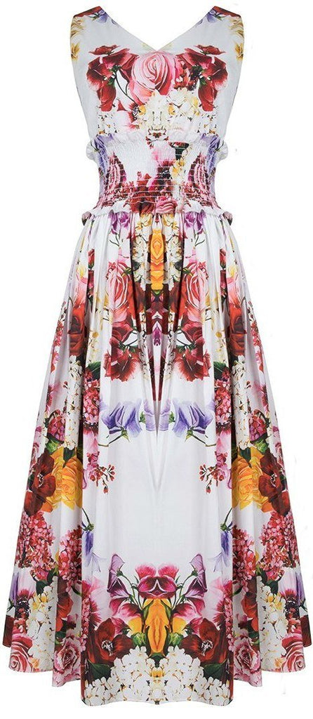 Floral Print Smocked Midi Dress