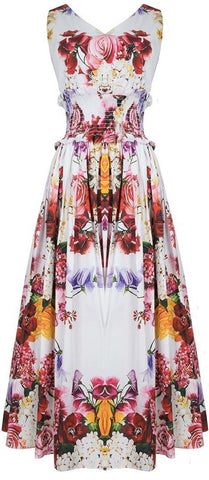Floral Print Smocked Midi Dress